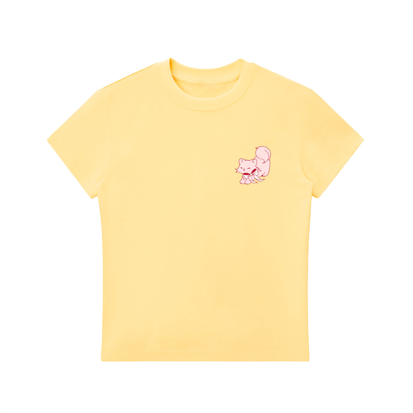Cat with Bow Essential Bodycon Crewneck T-Shirt