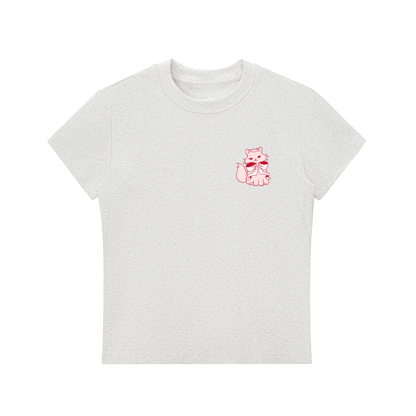 Cat with Bow Essential Bodycon Crewneck T-Shirt