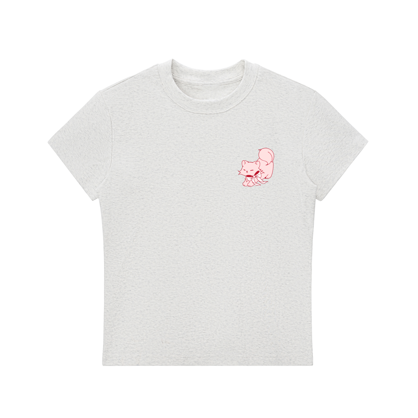 Cat with Bow Essential Bodycon Crewneck T-Shirt