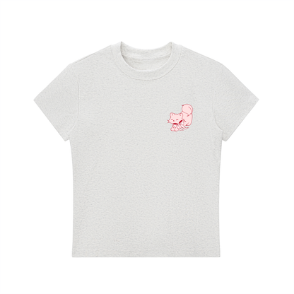 Cat with Bow Essential Bodycon Crewneck T-Shirt